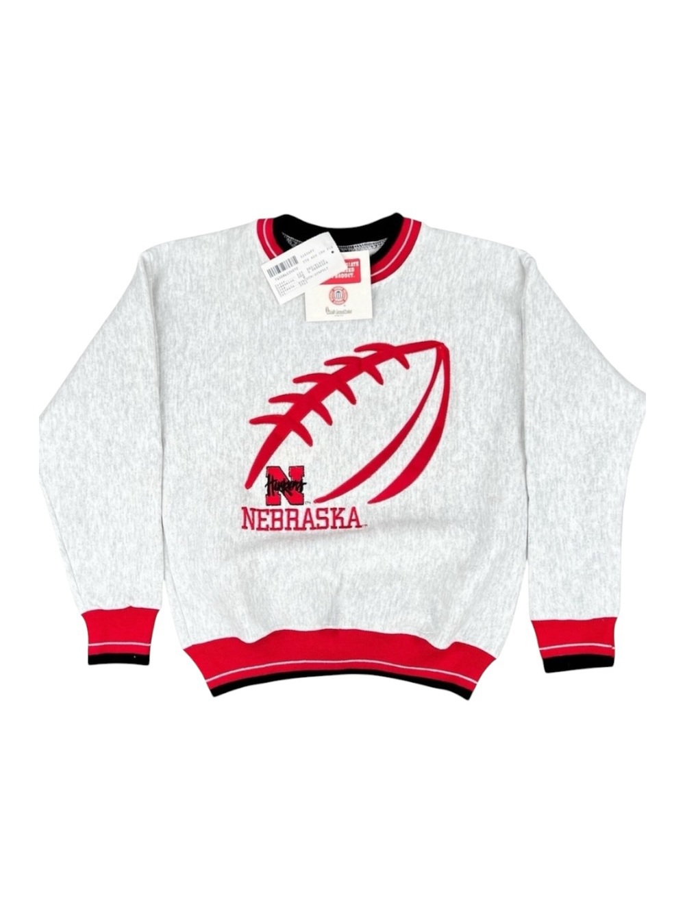 Vintage Nebraska Cornhuskers Youth Crewneck Sweatshirt Gray Red Football M NWT